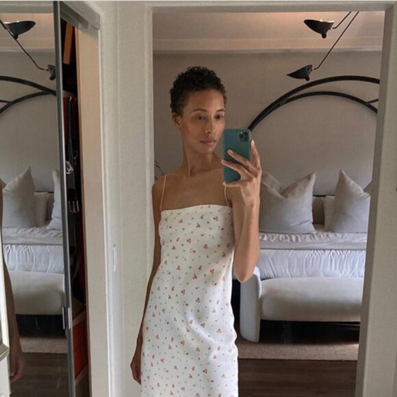 REFINE_MOOD THE CAROYLN BIAS CUT FLORAL MIDI DRESS SIZE 2 - Picture 2 of 14